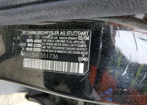 2004 Mercedes-Benz C 240 из США, поврежденный, VIN WDBRF61J54F551736